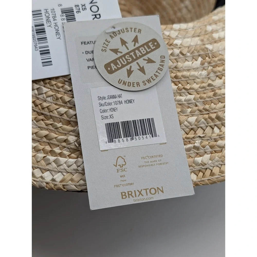 Brixton Joanna Women's Straw Hat XS Honey Wide Brim Fedora UPF 50+ NWT